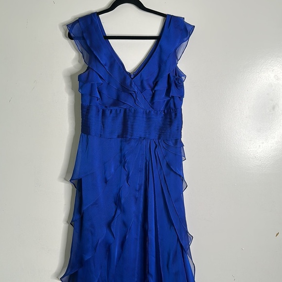 Adrianna papell blue raffle maxi formal dress size 12 - Picture 5 of 13